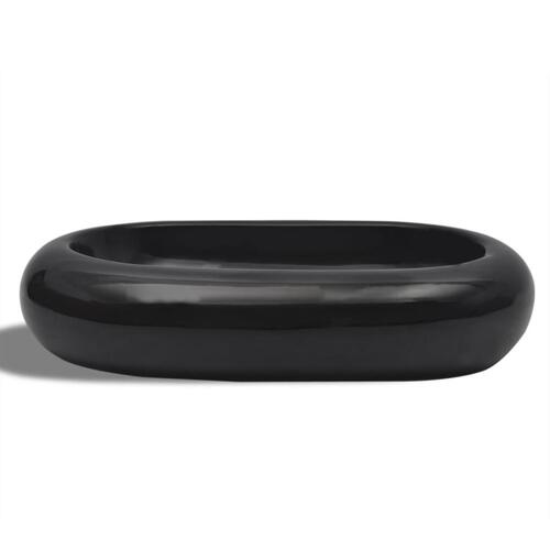Håndvask i keramik til badeværelse, oval, sort