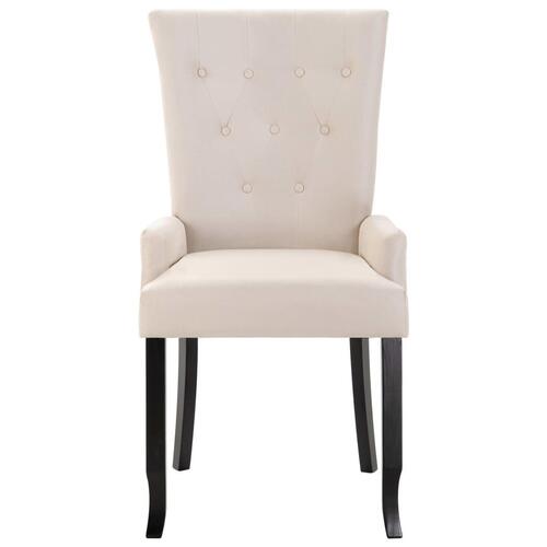 Spisebordsstole med armlæn 2 stk. stof beige