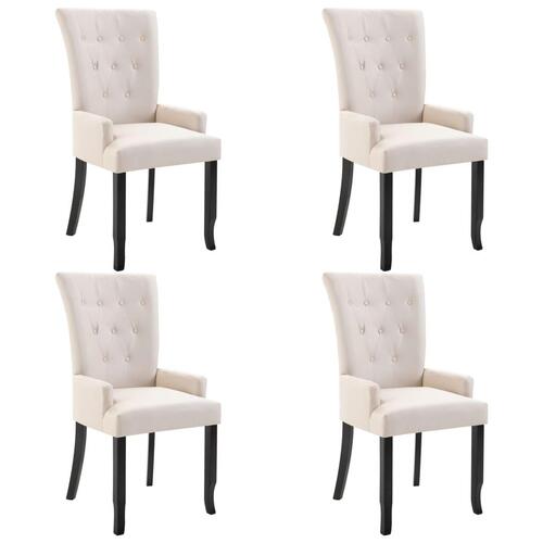 Spisebordsstole med armlæn 4 stk. stof beige