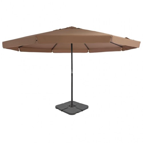 Haveparasol med transportabel fod - gråbrun, Ø5 m