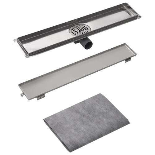 Lineært bruseafløb 630x140 mm rustfrit stål