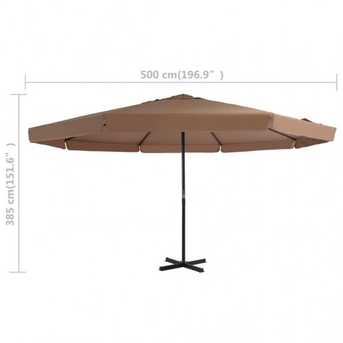 Haveparasol med transportabel fod - gråbrun, Ø5 m