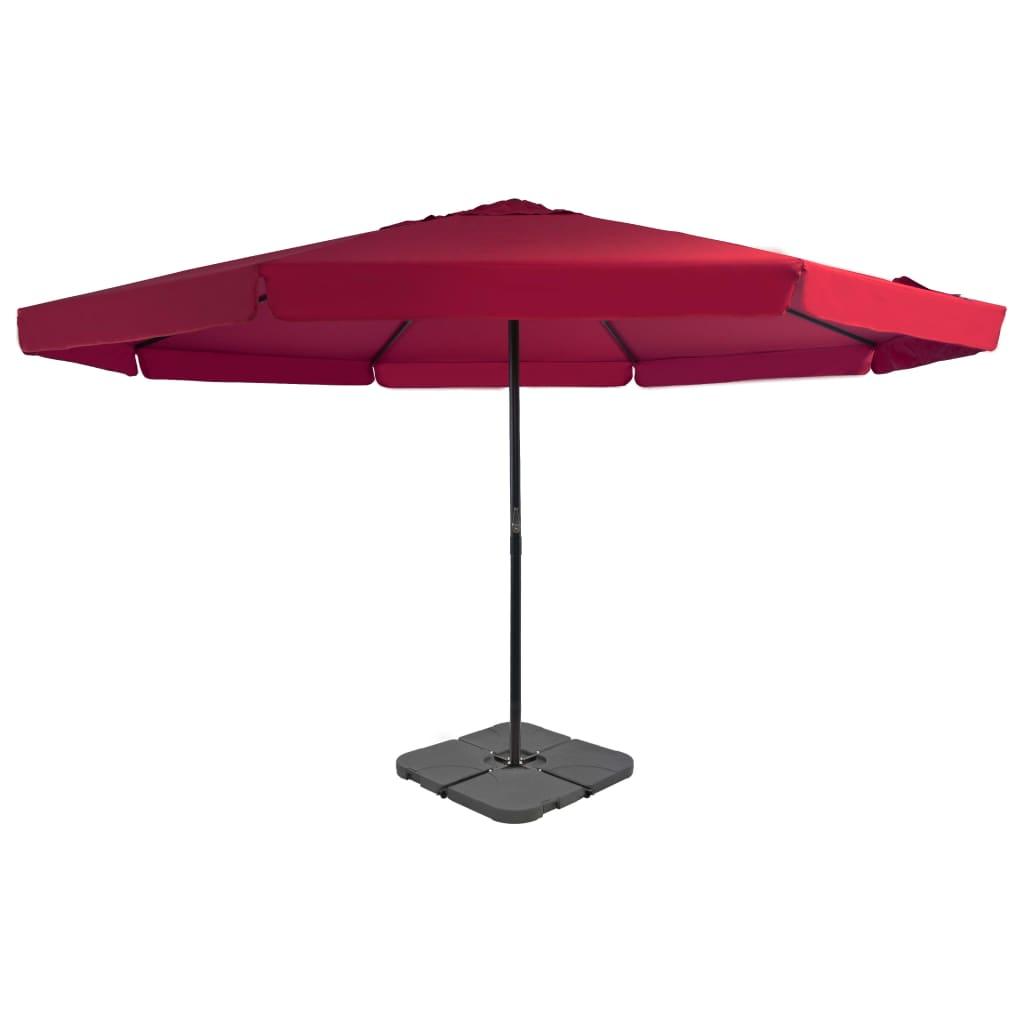 Haveparasol m. transportabel fod rød billede