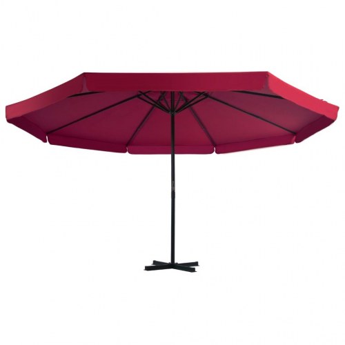 Haveparasol med transportabel fod - rød, Ø5 m