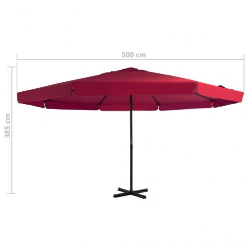 Haveparasol med transportabel fod - rød, Ø5 m