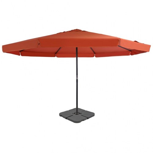 Haveparasol med transportabel fod - terrakotta, Ø5 m