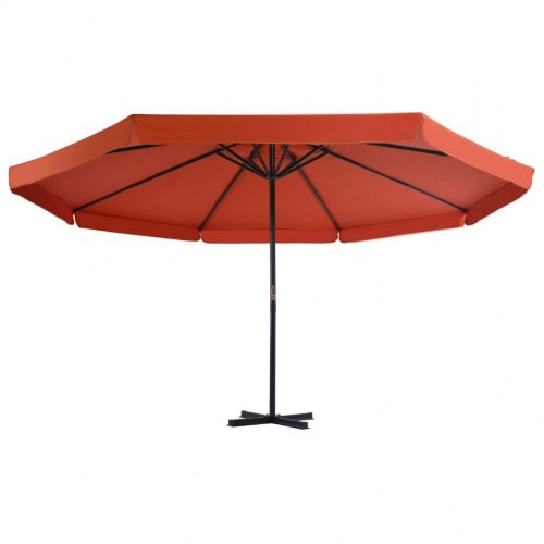 Haveparasol med transportabel fod - terrakotta, Ø5 m