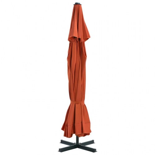 Haveparasol med transportabel fod - terrakotta, Ø5 m