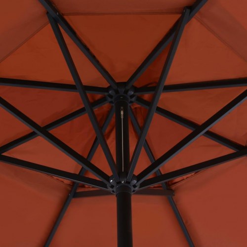 Haveparasol med transportabel fod - terrakotta, Ø5 m