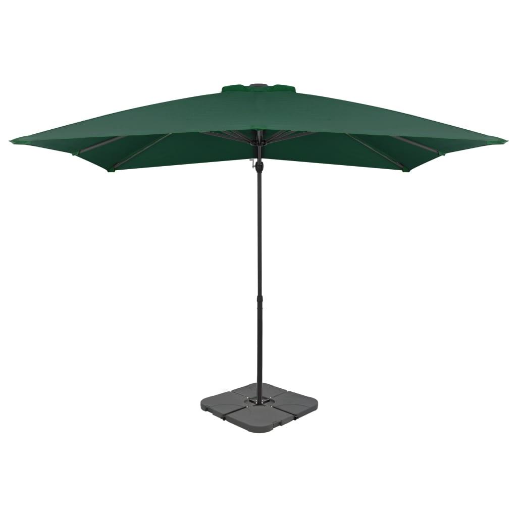 Haveparasol m. transportabel fod grøn