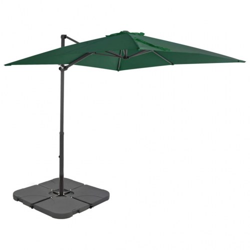 Haveparasol m. transportabel fod grøn
