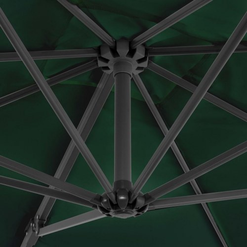 Haveparasol m. transportabel fod grøn