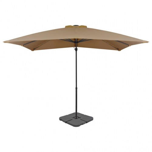 Haveparasol m. transportabel fod gråbrun