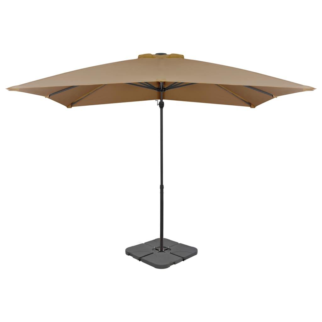 Haveparasol m. transportabel fod gråbrun