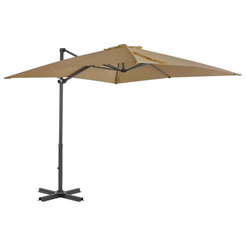 Haveparasol m. transportabel fod gråbrun
