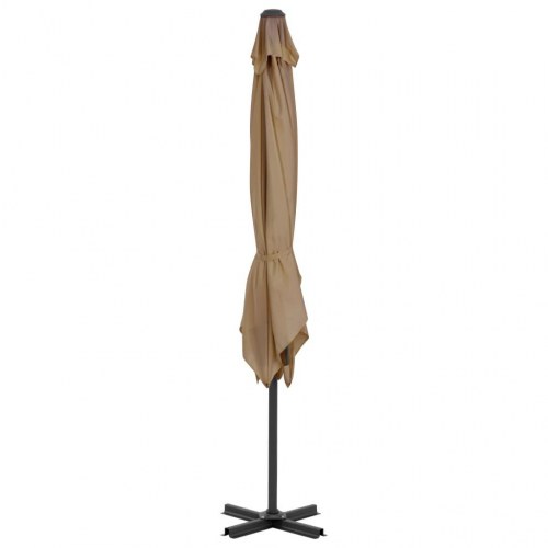 Haveparasol m. transportabel fod gråbrun