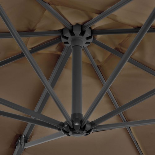 Haveparasol m. transportabel fod gråbrun