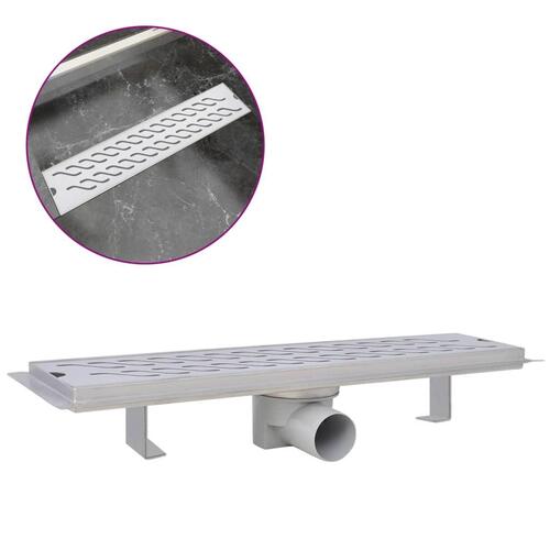 Lineært bruseafløb 530x140 mm rustfrit stål bølgedesign