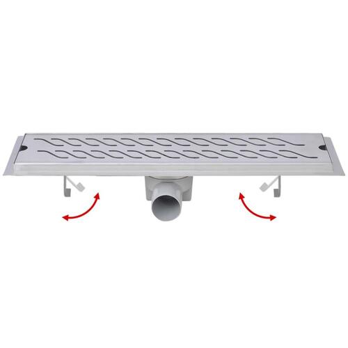 Lineært bruseafløb 530x140 mm rustfrit stål bølgedesign