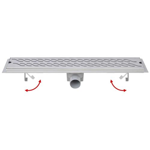 Lineært bruseafløb bølgedesign 630x140 mm rustfrit stål