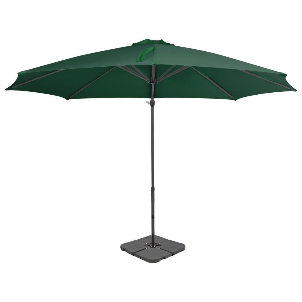 Haveparasol m. transportabel fod grøn