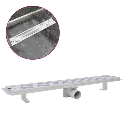 Lineært bruseafløb 730x140 mm rustfrit stål bølgedesign