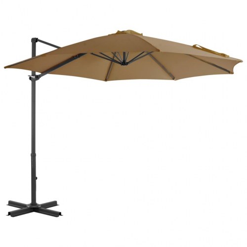 Haveparasol m. transportabel fod gråbrun