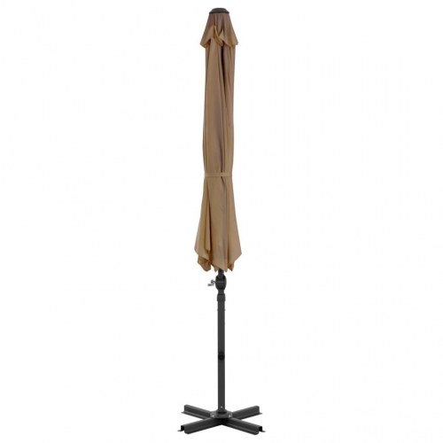 Haveparasol m. transportabel fod gråbrun
