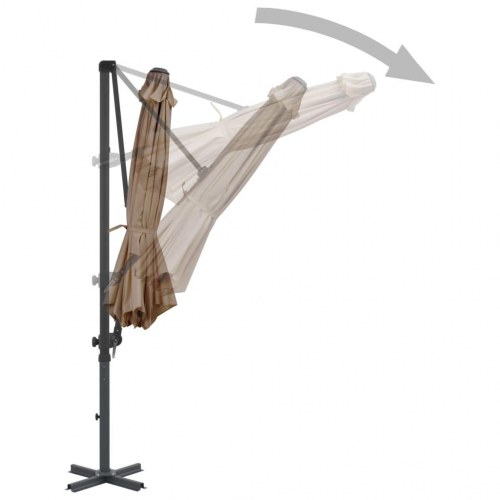 Haveparasol m. transportabel fod gråbrun