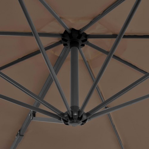Haveparasol m. transportabel fod gråbrun