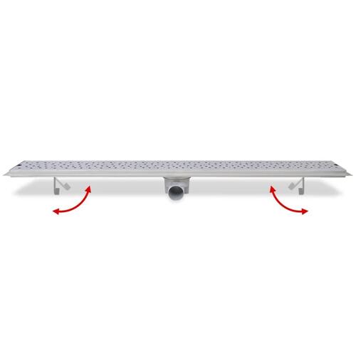 Lineært bruseafløb 1030x140 mm rustfrit stål bobledesign