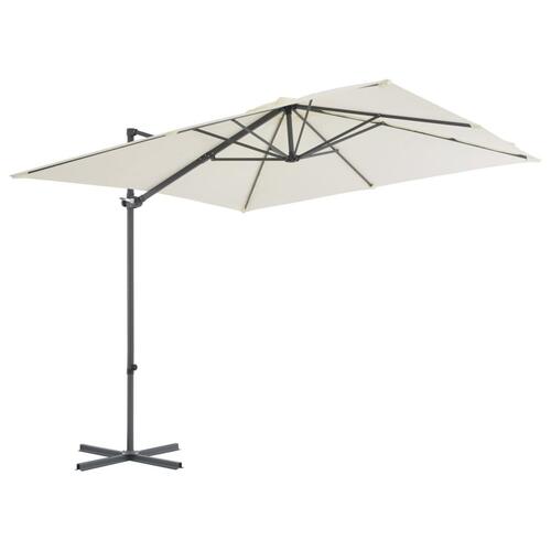 Haveparasol m. transportabel fod sandfarvet