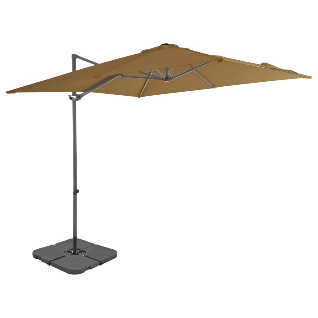 Haveparasol m. transportabel fod gråbrun