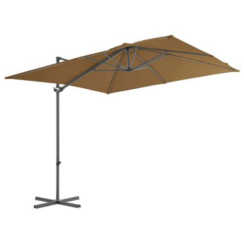 Haveparasol m. transportabel fod gråbrun