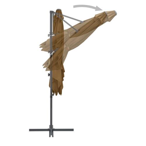 Haveparasol m. transportabel fod gråbrun
