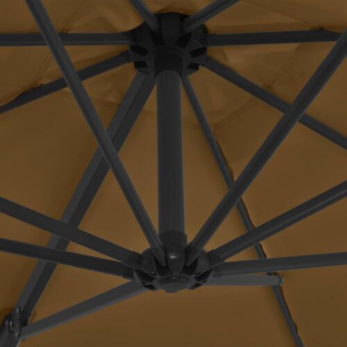 Haveparasol m. transportabel fod gråbrun