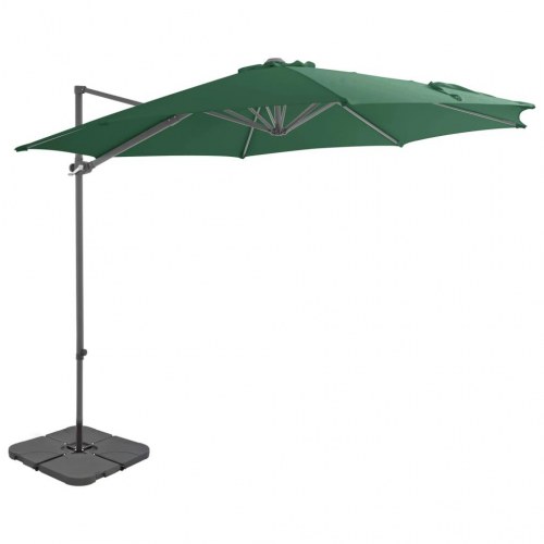 Haveparasol m. transportabel fod grøn
