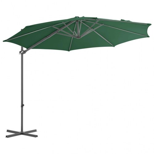 Haveparasol m. transportabel fod grøn