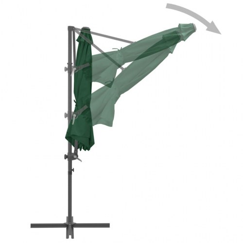 Haveparasol m. transportabel fod grøn