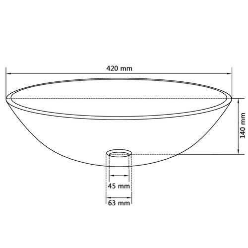 Håndvask i hærdet glas 42 cm transparent
