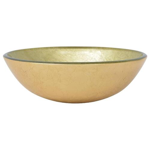 Håndvask hærdet glas 42 cm guldfarvet