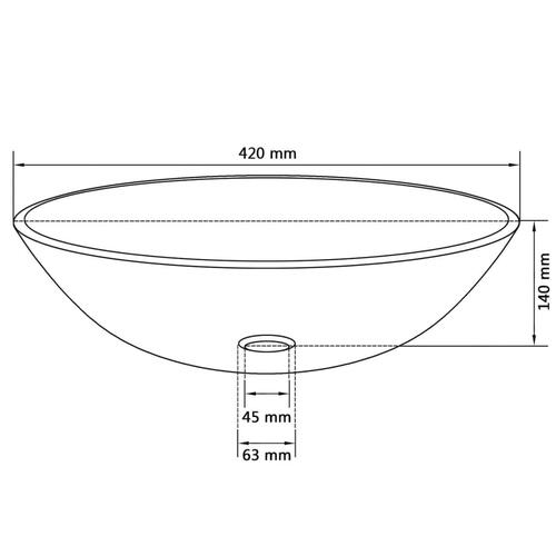 Håndvask hærdet glas 42 cm guldfarvet