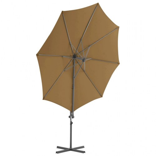 Haveparasol med transportabel fod - gråbrun hængeparasol 3 m