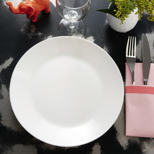 Arcopal Zelie snackskål/flad tallerken, hvid glas Ø 25 cm - 12 stk.