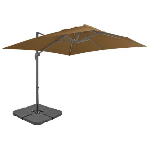 Haveparasol 3×3 m med transportabel fod - gråbrun