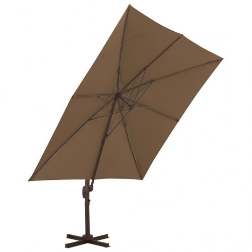Haveparasol 3×3 m med transportabel fod - gråbrun