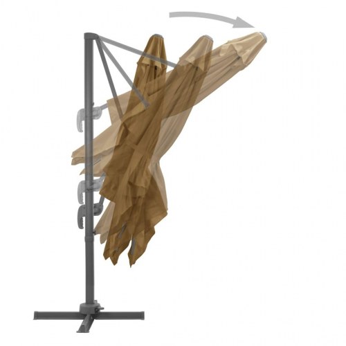 Haveparasol 3×3 m med transportabel fod - gråbrun