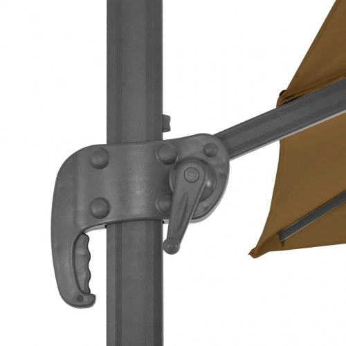 Haveparasol 3×3 m med transportabel fod - gråbrun