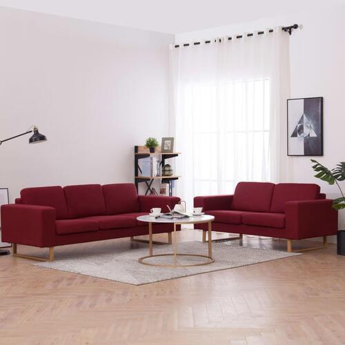 Sofasæt i 2 dele stof vinrød