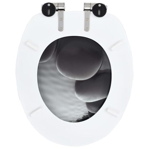 Toiletsæder 2 stk. med soft close-låg MDF stendesign